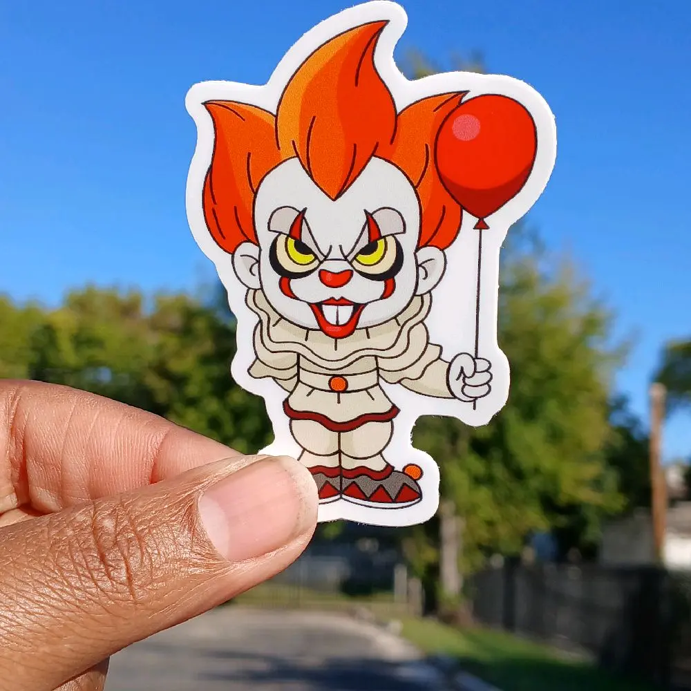 Pennywise Sticker - Cartoon Character with Red Balloon, Ideal for Decoration and Decoration
