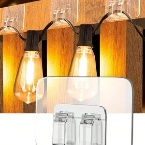 50/30/10/2 pcs-Outdoor String Light Hooks with Adhesive Strips, No Tools Needed, Waterproof UV-Resistant, Perfect for Holidays and Parties