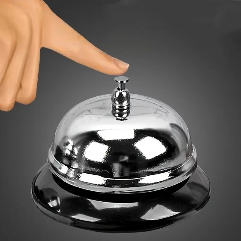 Small Stainless Steel Service Bell for Restaurants, Bars, Kitchen, and Hotels, Durable Food Service Call Bell, No Battery Required