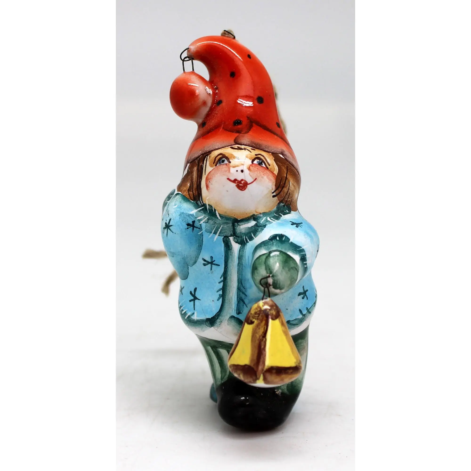 One-of-a-Kind Little Gnome Unique Hand Painted Porcelain Holiday Ornament 3.5" by G. DeBrekht