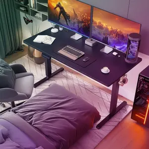 Electric Height Adjustable Standing Desk, Sit‑Stand Computer Workstation with Memory Preset, Splice Board, Home Office Gaming Table