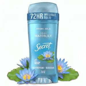 Secret Antiperspirant & Deodorant Invisible Solid Cool Waterlily, 72HR Breathable Sweat & Odor Protection, 2.6 OZ