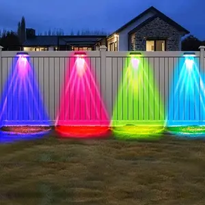 2 Pack Colorful Solar Wall Lights 3 LED Solar Fence Lights Outdoor Waterproof Solar Deck Lights Wall Lights for Fence Post Yard