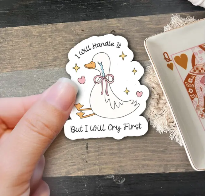 Silly Goose & Cute Mental Health Stickers - Trendy Girly Pink Vinyl Decals for Humor & Anxiety Support, Waterproof, Fun Design, Ideal for Personalizing Books & Laptops