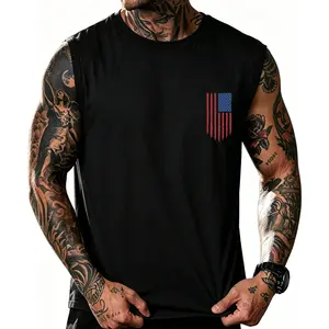 American Retro-Style U.S. Flag Men's Sleeveless Tank Top, U.S. Flag Print Sleeveless Tank Top, U.S. 250 years Sleeveless Tank Top, July 4th Independence Day Sleeveless Tank Top, Unisex U.S. Flag Retro Washed Cotton Sleeveless Tank Top