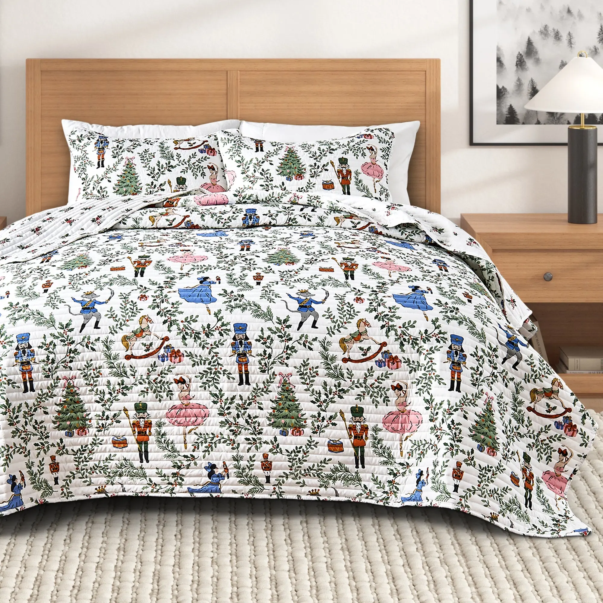 Holiday Nutcracker Print Quilt Set