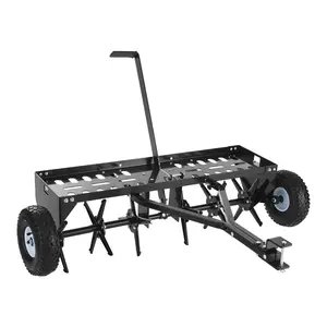 VEVOR Tow Behind Plug Aerator, 40 in Lawn Core Aerator Tool Universal Hitch, 120lbs Weight Capacity, Heavy Duty Rust-Resistant, Pull Behind Spike Aerators with Tray for Farmland Garden Tractors