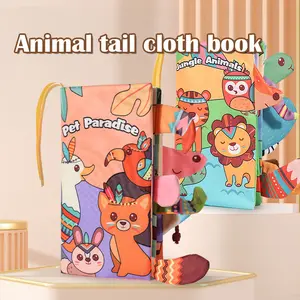 MUSBUY Baby Cloth Books With 3D Tails Tear Resistant Unisex Early Education Cognitive Children Paper Book Toys for Boys & Girls