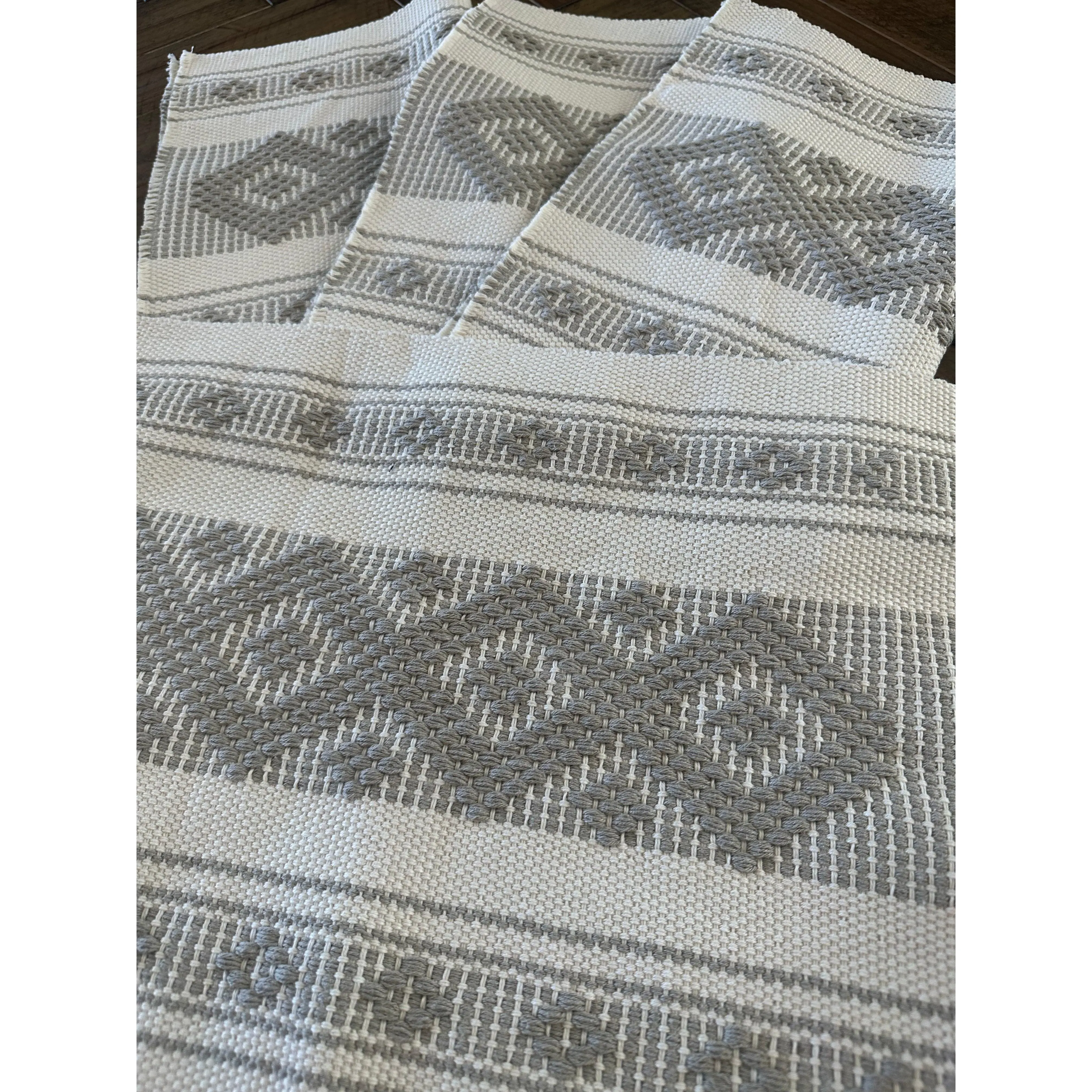 Waist Loom Woven Placemats - Cream/Gray Set of 2