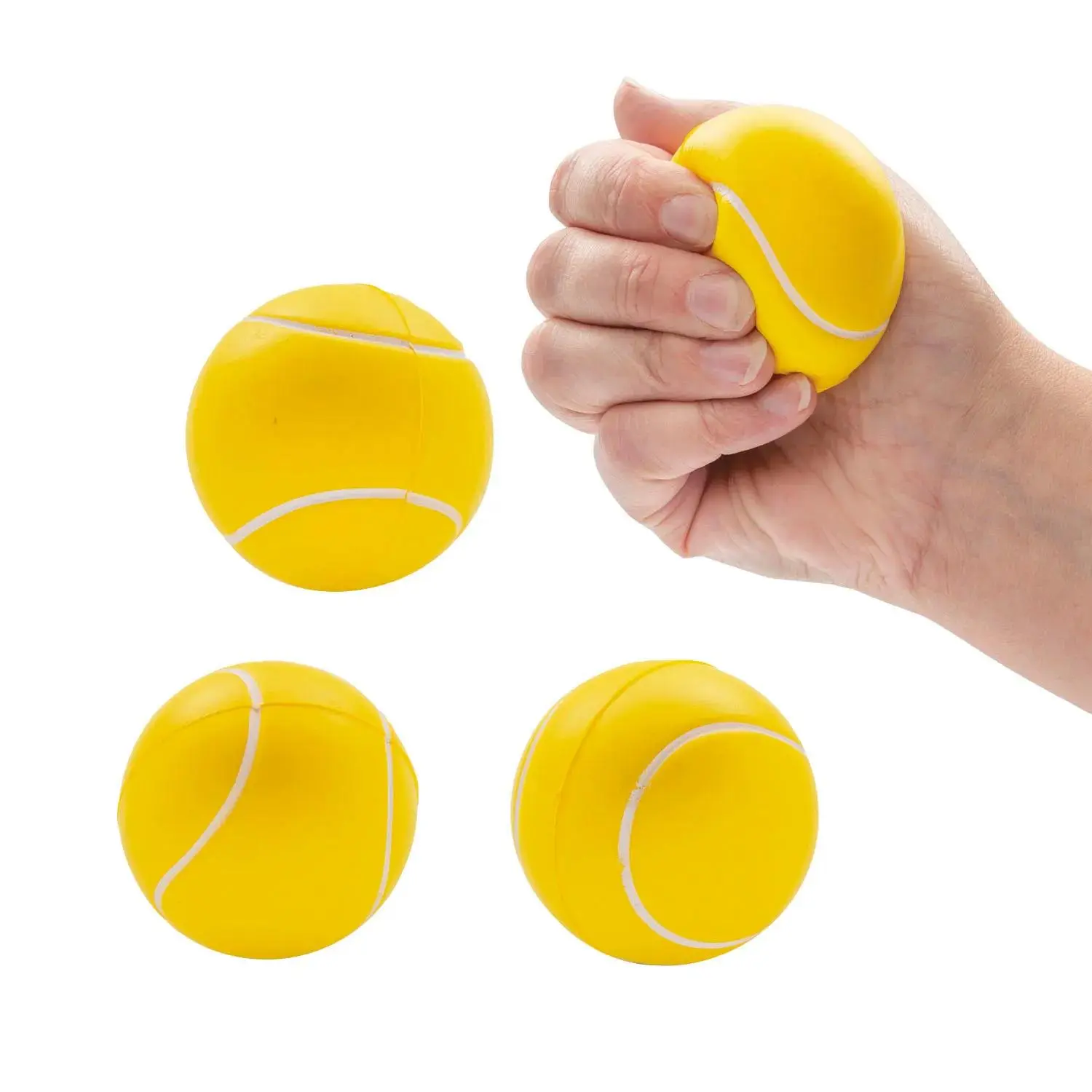 2.5" Realistic Foam Tennis Ball Stress Balls - Decompression Squeeze Toys, Sensory Stress Reliever, Sports Squishy Items with Detailed Design, Decompression Squeeze Balls, Squishy Ball