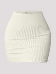 Women's Solid High Waist Sports Skirt, Casual Comfy Breathable High Stretch Skinny Skirt for Gym Workout Running, Ladies Sportswear for Summer, Workout Skirts, Casual Sporty Skirt