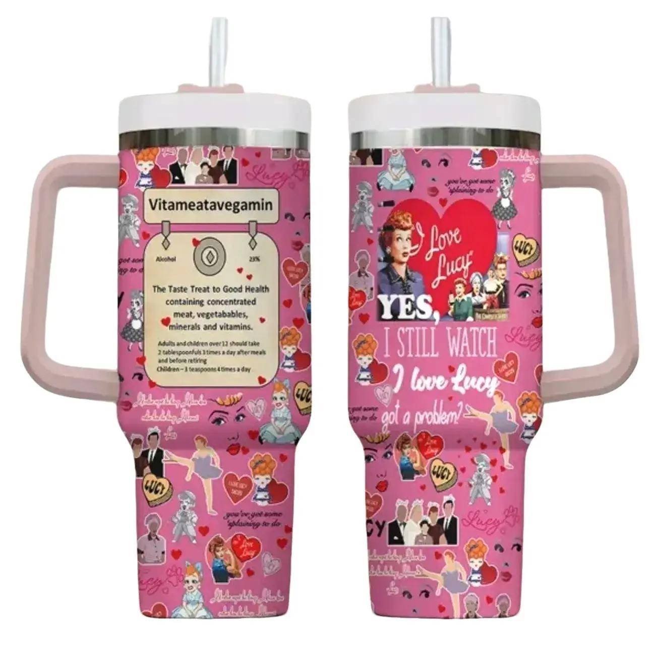 Hot Pink I Love Lucy Customized 30oz or 40 Oz Tumbler CP