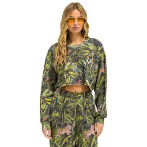 JUNGLE CROPPED CREW SWEATSHIRT RELAXED - VINTAGE CHARCOAL