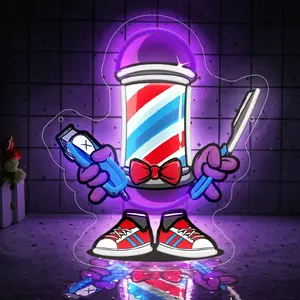 Barber Neon Sign for Barber Shops Hair Salon Decor LED Neon Light Barber Studio Wall Decor Sign Light Up Business Store Sign Holiday Gift for Hairdresser Atmosphere Lighting