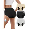 QUASTI 3/4 Pack High Waisted Leak Proof Period Panties for Women, Seamless Ice Silk Menstrual Underwear, Soft Breathable Full Coverage Briefs, Comfortable Elastic Leak Protection Panty, Essential Dailywear for Women's Menstrual Care, S XXL