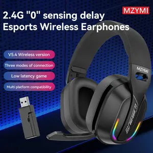MZYMI 2.4GHz Wireless Gaming Headset for PS5, PS4, PC & Switch  | Gamer Headphones with Detachable Mic, Ultra-Low Latency, 25H Playtime