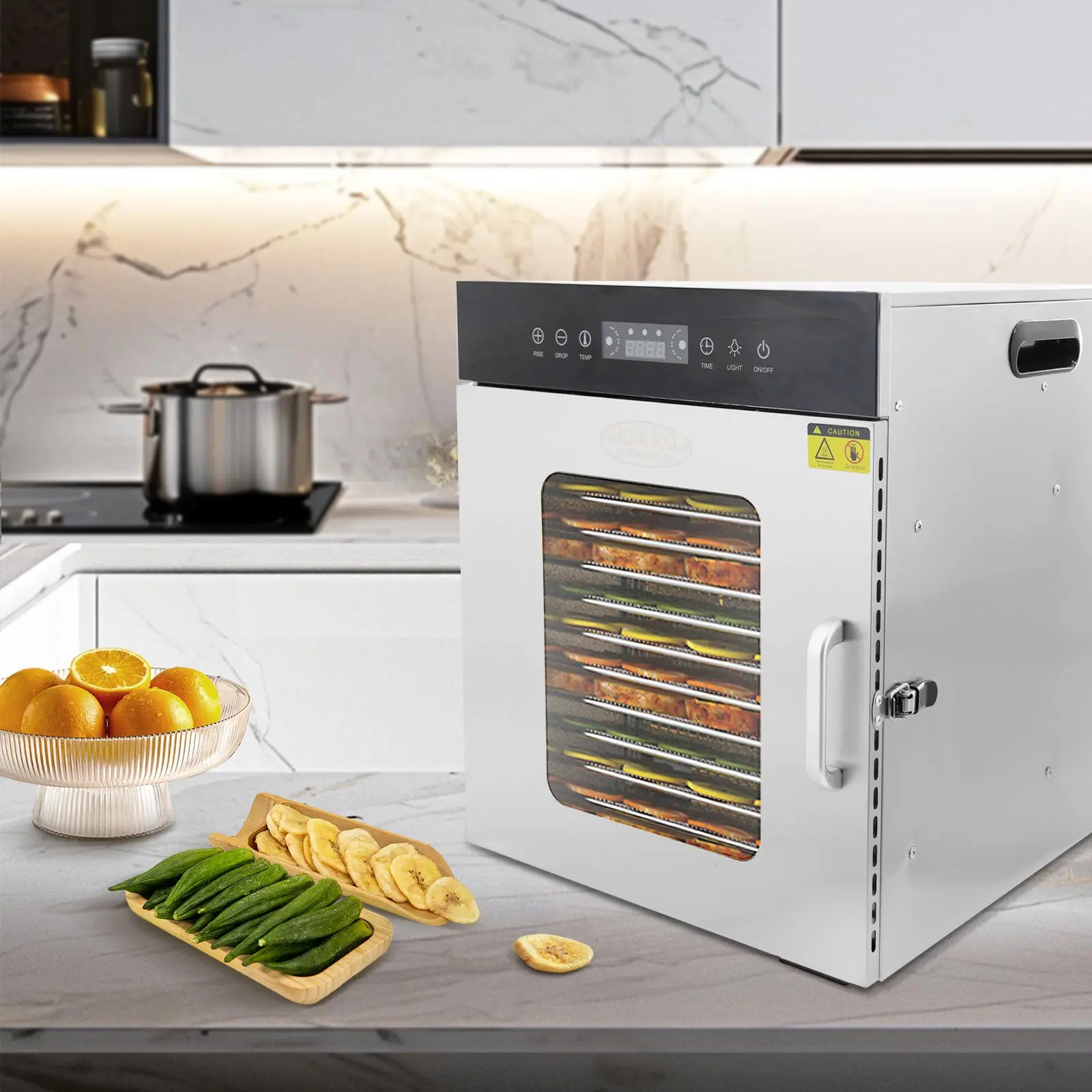 Hakka 12-Tray Commercial Stainless Steel Food Dehydrator, Home Appliances for Drying Fruit, Meat Jerky