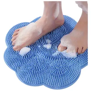 Bathroom massage mat set with suction cups, body back scrubber, exfoliating shower scrubber, alcohol-free, lazy person's back cleaning and foot massage mat, comfortable shower experience