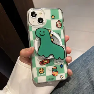 Cute Cartoon Dinosaur, Magnetic Bracket Grip Tok Griptok Phone Stand Holder Support for IPhone 17 16 for Pad Magsafe Smart Tok