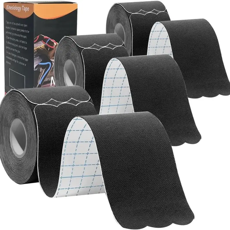 Unisex Latex-Free Elastic Waterproof Joint Support Sports Tapes - 2"×10" 60 Pre-Cut Stretchy Adhesive, for Wrist Ankle Knee, Multi-Sport Use, Injury Prevention, All Seasons (Black, Elasticity Support)