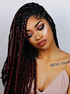 Women Synthetic Full Lace Wig, Jumbo Box Braids Lace Front Wig, Knotless Braids Natural Look, 36 Inch Long Hair