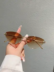 Women's Triangle Cat Eye Fashion Sunglasses, Trendy Styling Sunglasses, Luxury New Design, Metal Frame, Vintage Style, High-End Look, Trendy Eyewear