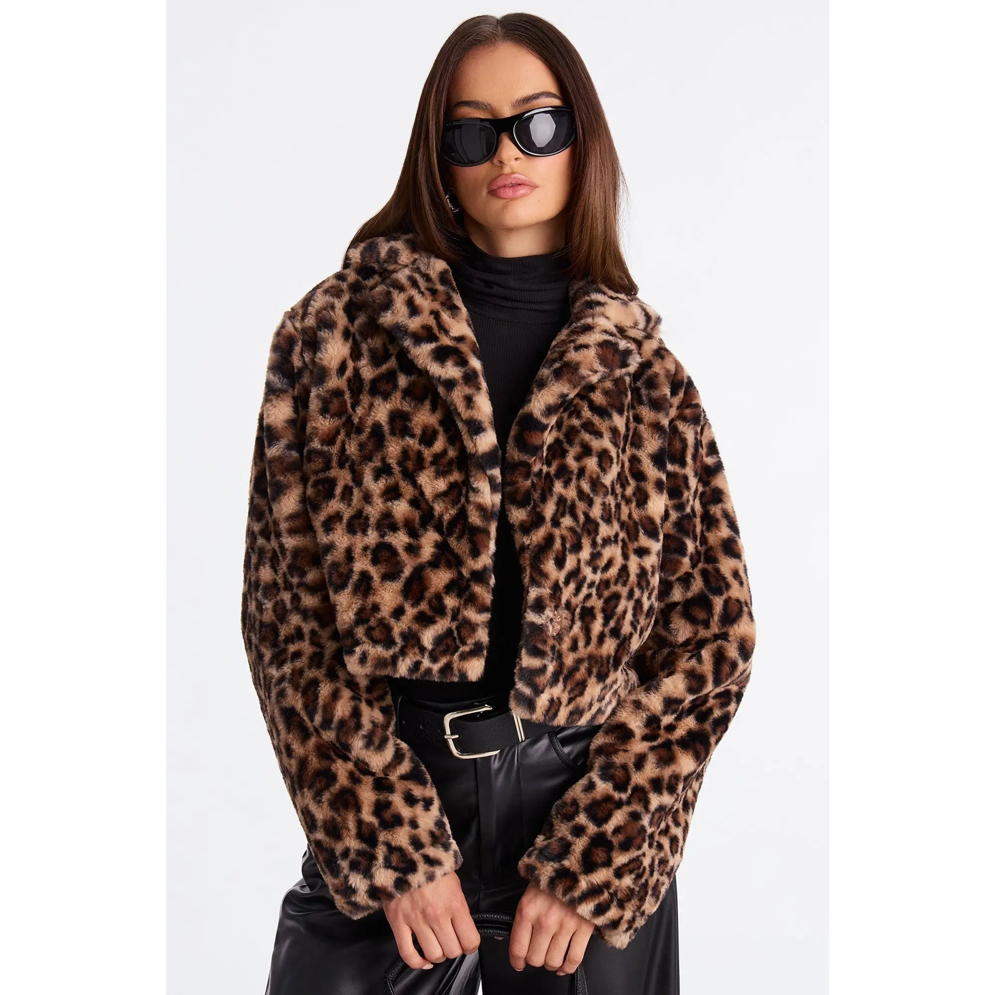 Felicia Leopard Faux Fur Coat - Brown/combo