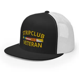 RIVEMUG Strip Club Veteran Premium Flat Bill Trucker Hat High Crown Adjustable Funny Cap