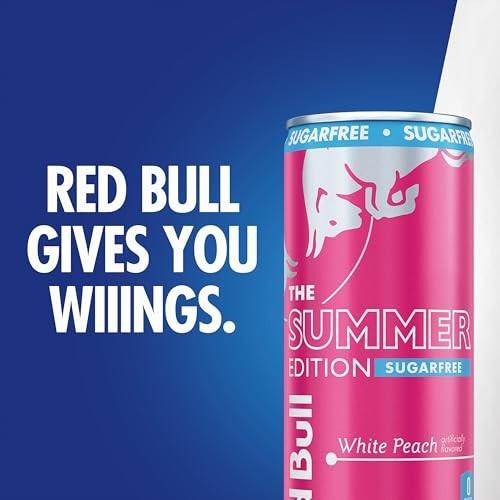 Red Bull Summer Edition Sugarfree Energy Drink White Peach 8.4 fl oz Pack of 4 Cans Perfect for Summer Refreshment