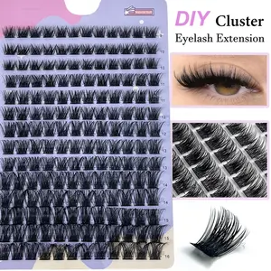 168 Pairs False Eyelashes, Mixed Lengths 9-16mm, D Curl 0.07mm, Natural Look, 3D Dense Effect, Single Cluster Lash Extensions, DIY Lash Clusters, Fluffy Cluster Lashes