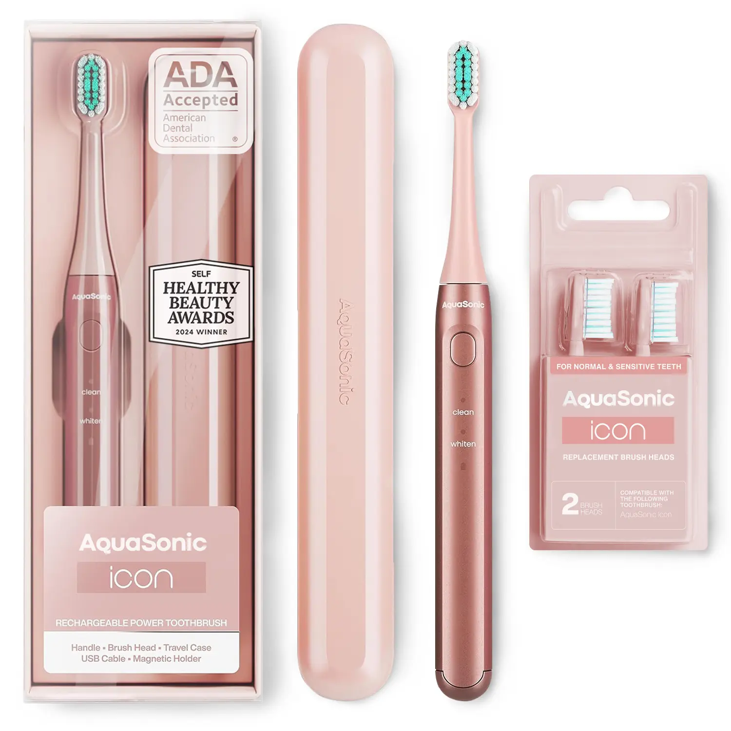 Icon Electric Toothbrush and Replacement Brush Heads Bundle - Pick Your Color! | AquaSonic Icon Electric Toothbrush and Replacement Brush Heads Bundle - Pick Your Color! | AquaSonic