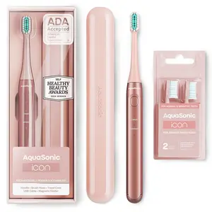 AquaSonic ICON Electric Toothbrush and Replacement Brush Heads Bundle - Pick Your Color!