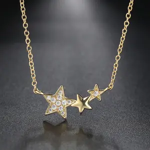 Dainty Golden Star Necklace for Women Girls, Layered Cubic Zirconia Star Pendant, Trendy Celestial Jewelry Gift, Minimalist Star Choker Chain, TikTok Hot