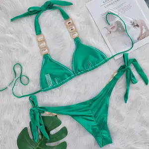 Women's 2-Piece Crystal Diamond Bikini - Split Straps, Nylon Fabric, Quick-Drying, Body-Hugging 2-Piece Swimwear Sets for Beach Vacation, Two Piece Sets