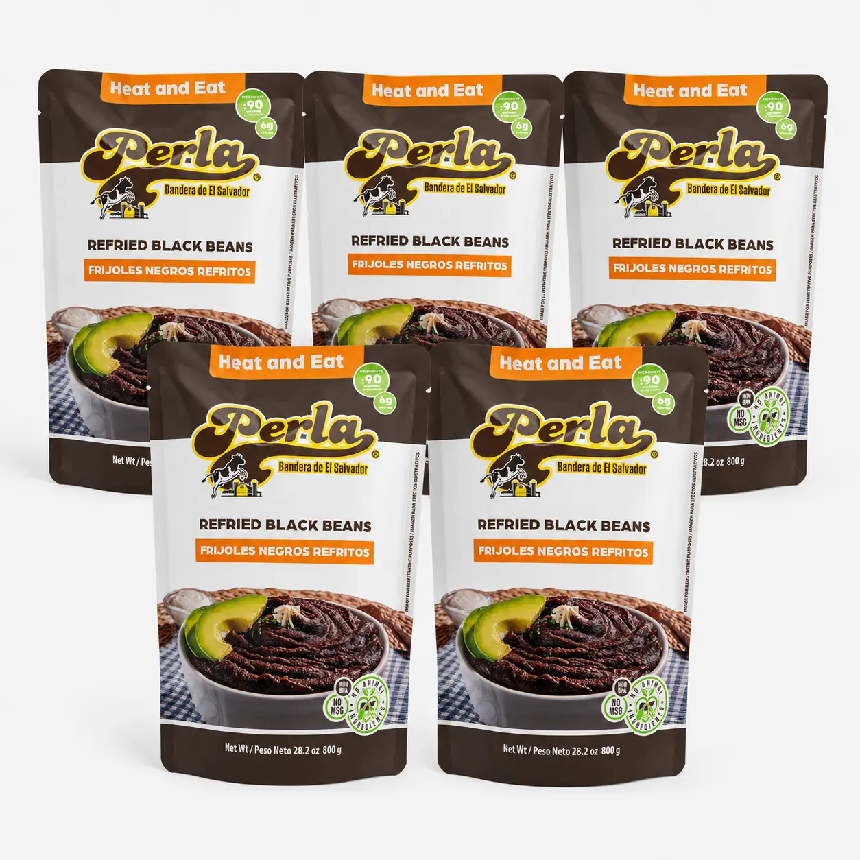 Perla Refried Black Beans (Frijoles Negros Refritos) 28.2 oz - PACK OF 5