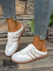Ladies' one-piece casual shoes, half-slip design, light and comfortable, suitable for all seasons, sports and casual shoes, comfortable daily wear shoes, Lightweight Footwear, Casual Sneakers, Low Top Trainer
