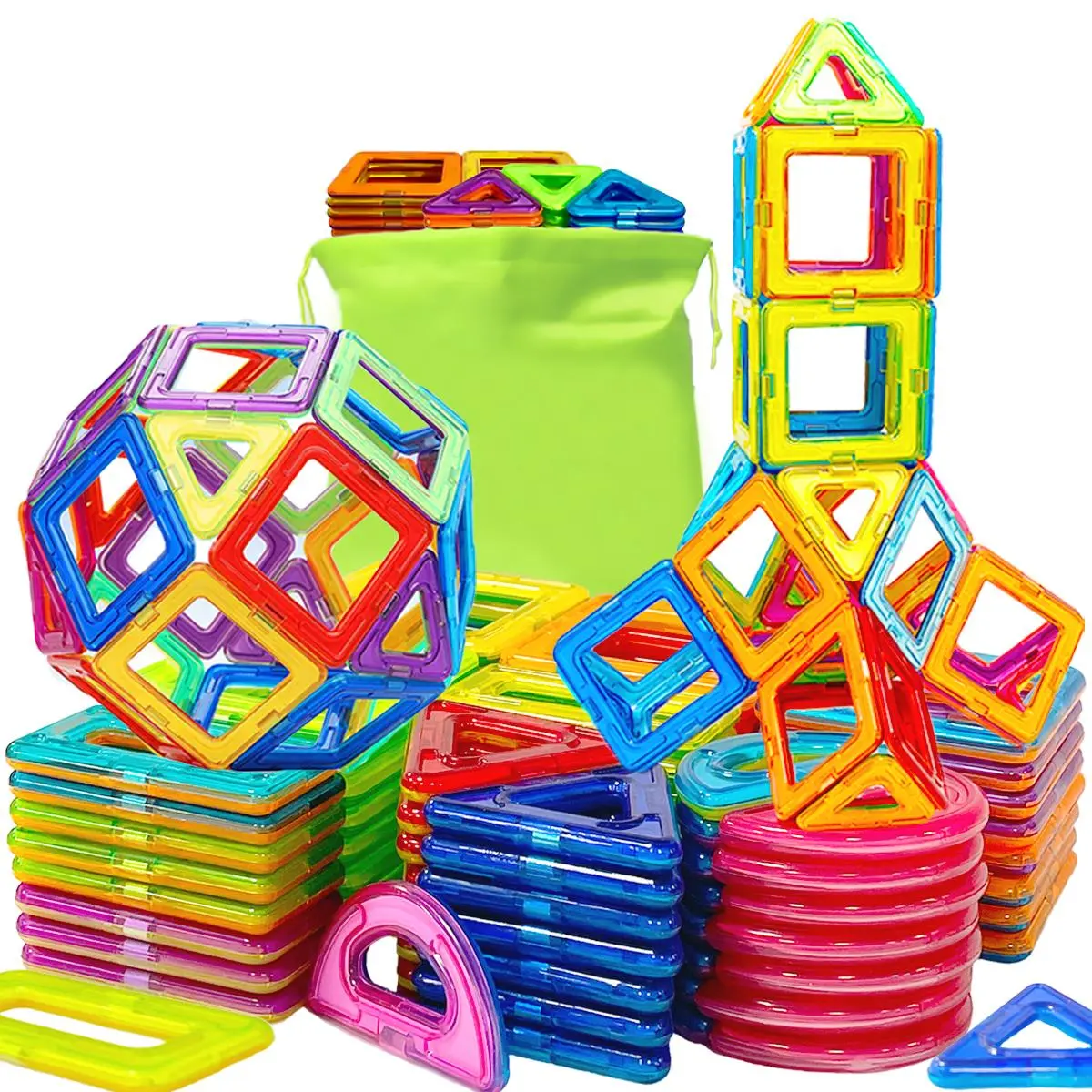 Random Color Blocks Design Building Toys, Colorful Geometric Shape Blocks Toy, Creative Learning Educational Toy for Boys & Girls, Magnetic Building Blocks, Stacking Game
