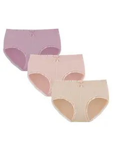 PATPAT Girls' Underwear, Soft Panties for Kids Teens, Comfort Breathable Light Briefs, 3-Pack, Size M for 12, 14, 16, 18, Seamless Girls Clothes