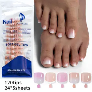 US-NAIL - 120Pcs French Toe False Nail Press on Acrylic Nail Removable UltraThin Fake Full Cover Artificial Fake Toenail Foot Nail Art Tip