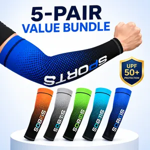 5 Pairs UPF 50+ Cooling Arm Sleeves, UV Sun Protection Arm Covers for Men Women, Breathable Sleeves for Driving, Golf, Fishing & Cycling