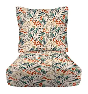 RSH Décor Deep Seating Cushion Set for Indoor Outdoor Use - Red Blue Floral Pattern, Made in USA