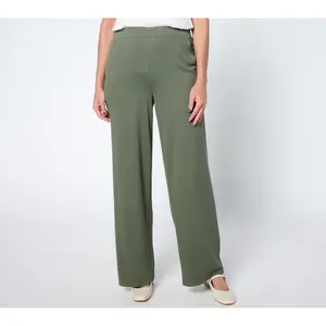 Denim & Co. Regular Knit Twill Full Length Wide Leg Pant