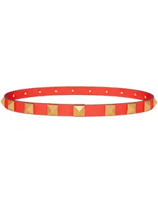 Steven Dann Studded Leather Belt in Red