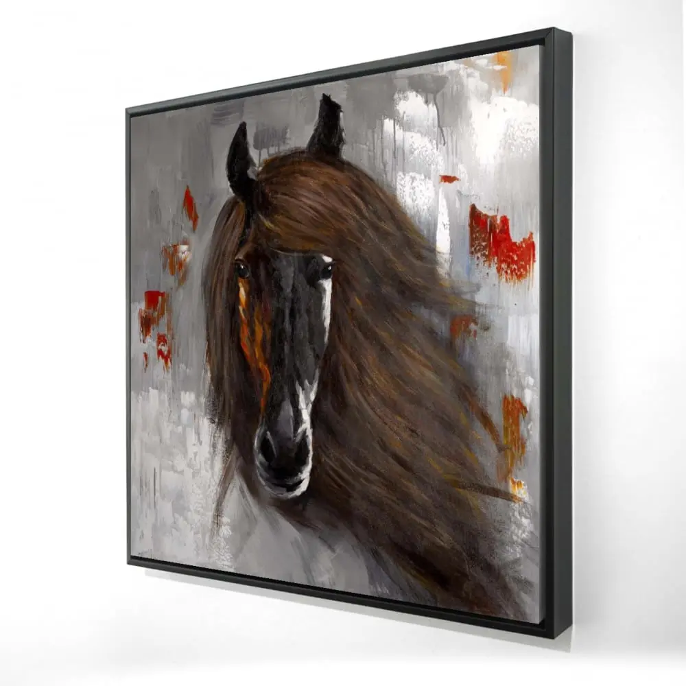 Begin Home Decor 2081-2424-AN123 24 x 24 in. Proud Brown Horse Canvas - Animals Bedroom Decor - Framed Art