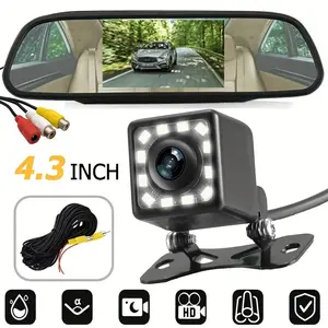 Bileek 4.3 Inch LCD Rearview Mirror + Parking Assist Camera, Ultra-Intuitive Backup Aid, Easy City and Garage Parking, New/old Driver Friendly