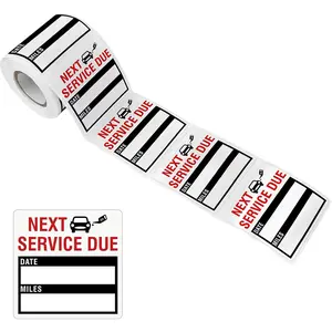 150 count Oil Change Auto Maintenance Service Due Reminder Stickers,/ Resistant -Labels in Roll with Perforation Line(Each Measures 2 X 2 Black)
