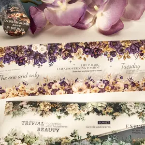 1 Roll of Decorative Washi Tape, Pet Material, Durable, Applicable in Dark Floral Theme, Perfect for Planners, Scrapbook Materials and Bottle Decoration, Artistic Watercolor Design