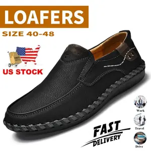 loafers Men Dress shoes handmade leather business casual Slip on walking shoes
