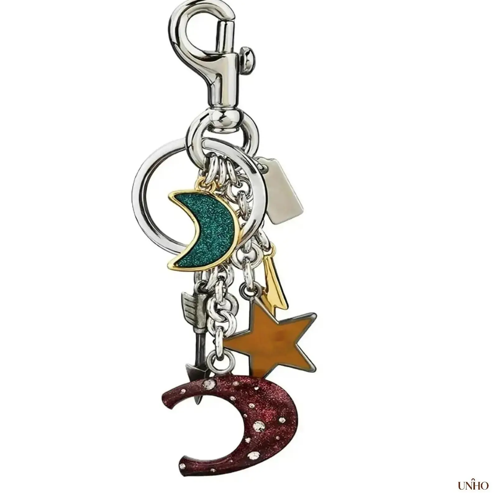 Women's Personalized Star-Moon Alphabet Key Ring Bag Charm, Lightweight Charming Daily Wear Purse Pendant, DIY Luggage & Bag Accessory