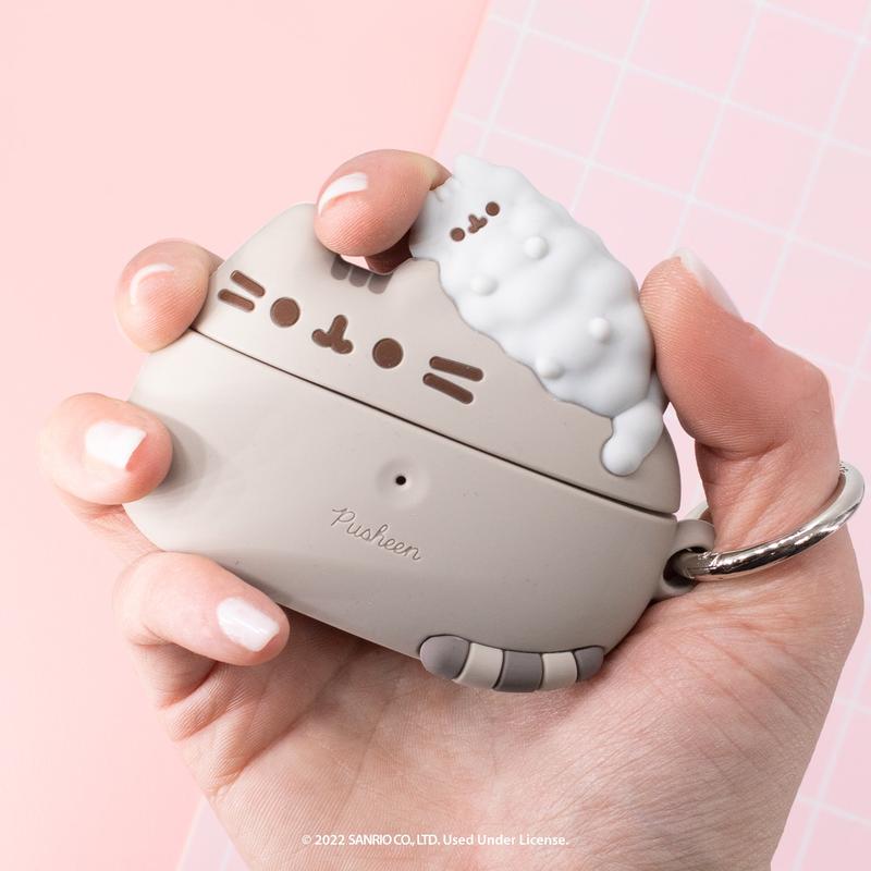 iFace Pusheen the Cat AirPods Pro & 3rd Gen Case (Pusheen & Stormy) - Carabiner Clip Included, Cute Silicone Protective Cover Figure Type